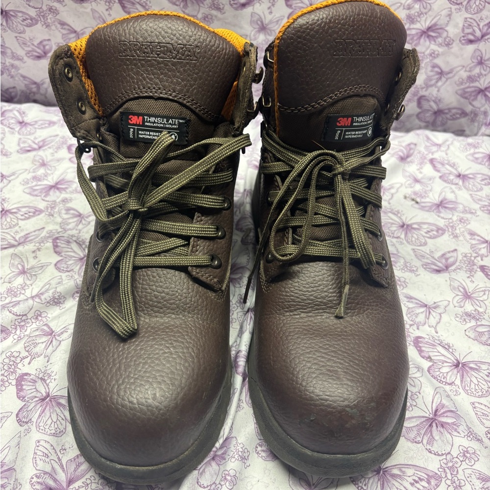 3M Thinsulate Brown Work Boots Durable Leather Safety